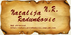 Natalija Radunković vizit kartica